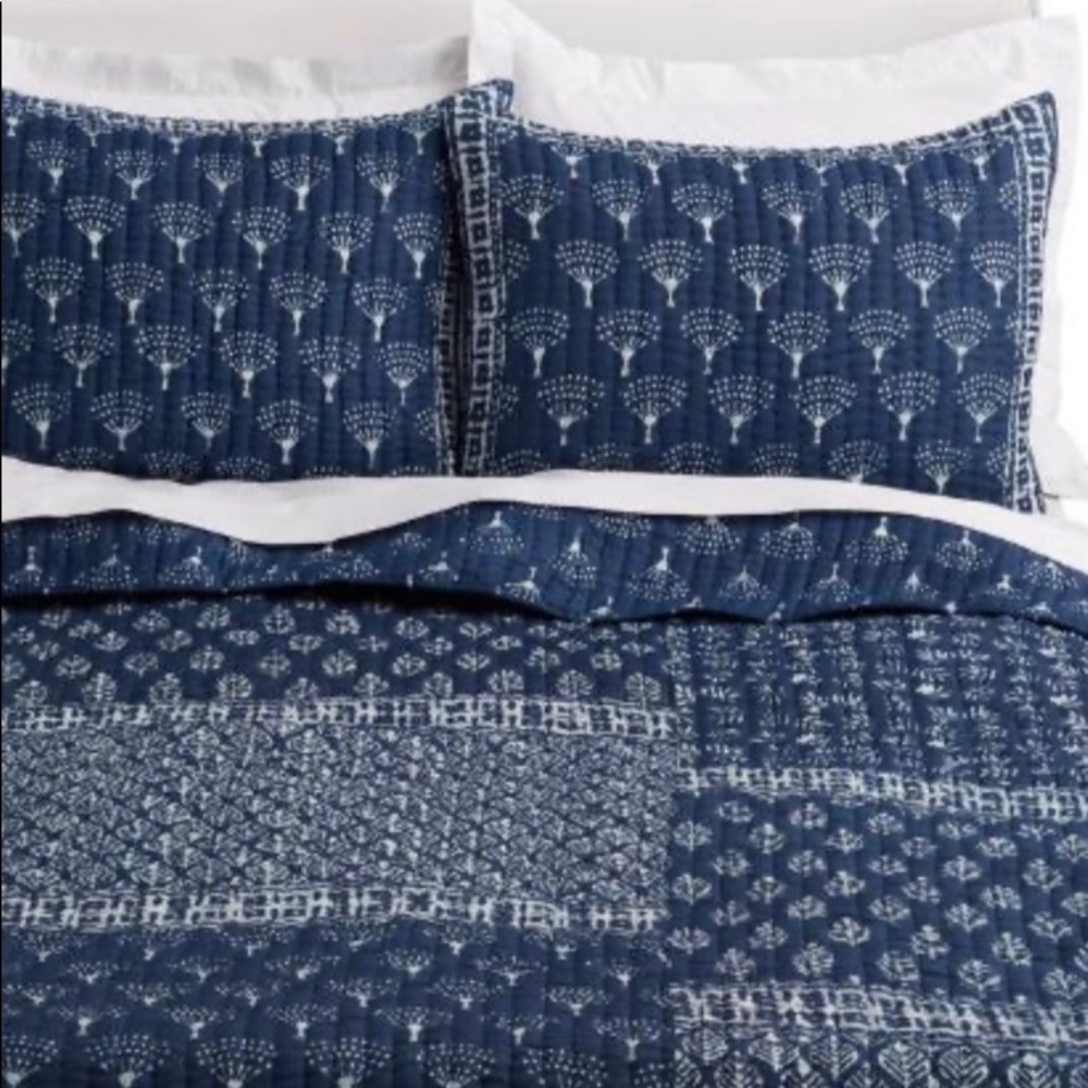 Indigo Patchwork Block Print Udaipur Quilt